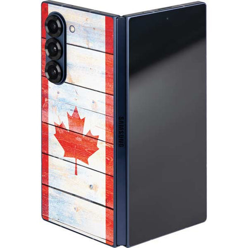 Canada Flag Light Wood Galaxy Z Fold6 Skin